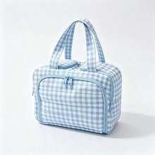 1pc Lightweight Plaid Mommy Bag, Stroller Hanging Bag, Large Capacity With Divided Compartments And Dual Openings, Suitable For Baby Bottles, Cosmetics And Travel Toiletries - Multicolor - View 7