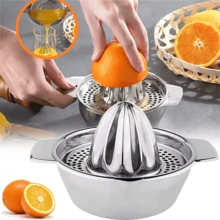 1PC Stainless Steel Manual Lemon Juicer With Large Capacity Bowl Container, Efficient Juice Extraction Conical Press Head Design, Built-In Filter Holes For Easy Separation Of Seeds And Pulp, Home Kitchen Orange Citrus Fresh Juice Tool, Manual Press Effort-Saving And Easy To Clean, Homemade Juice Beverage, Kitchen Tool - Multicolor - View 8