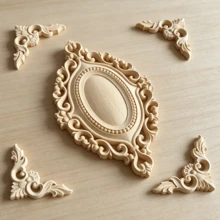 5pcs Solid Wood Carved Decorative Appliques And Corner Flowers, Suitable For Cabinets, Doors, Windows, Furniture, Background Walls, Porches, Offices, Holiday Decor, DIY Decoration - Multicolor - View 10