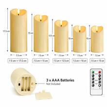 5pcs Flameless Flickering LED Cylinder Electronic Candles, Battery Operated, Suitable For Wedding Table Decor, Valentine's Day Proposal Decor, Halloween And Christmas Decor (Batteries Not Included) - Multicolor - View 9