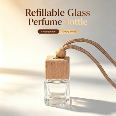 Flacon diffuseur de voiture suspendu vide et rechargeable de 6 ml, flacon de parfum en verre rechargeable avec sangle réglable, contenant de désodorisant pour rétroviseur de voiture, entonnoir et compte-gouttes gratuits, flacon de parfum étanche, cadeau idéal pour les fêtes et les anniversaires pour les femmes