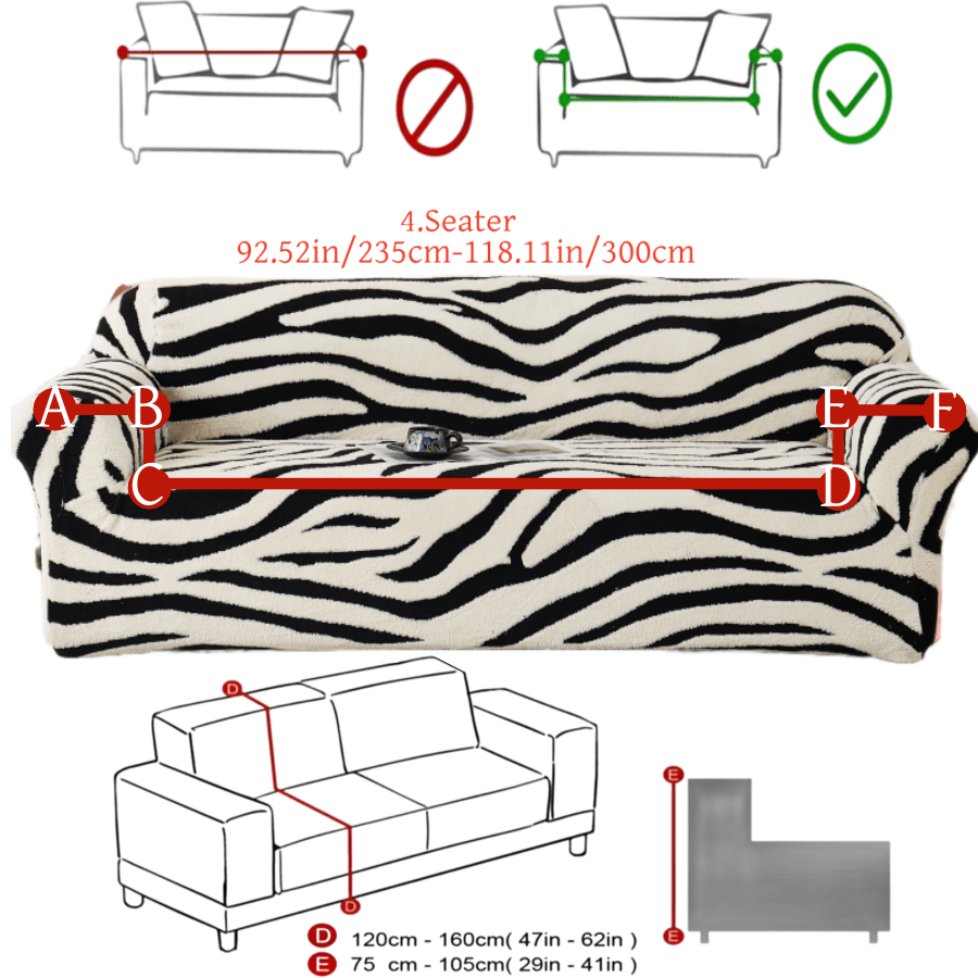 1PC Black & White Carved Zebra Stripe Cationic Fleece Full Cover Elastic Sofa Slipcover, Home Sofa Protector, Personalized Soft Decor Sofa Cover Set, Classic Black & White Color Scheme, 3D Carved Zebra Pattern, Machine Washable, Dry Cleanable, Suitable For 1/2/3/4 Seater Sofas, Autumn/Winter Style - Multicolor - View 12