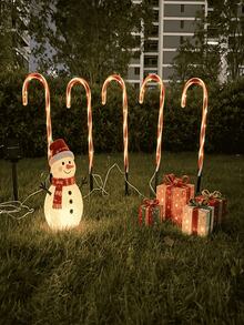 One By Five Christmas Outdoor Decoration LED Solar Powered Candy Cane Lights, Outdoor Holiday Decor Suitable For Garden, Lawn, Pathway, Fence, Yard, Entrance Walkway, Landscape Lighting And Night Scene Atmosphere Decoration - Multicolor - View 4