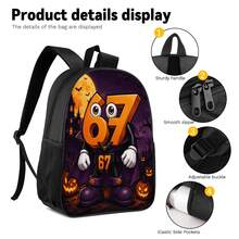Bộ 3 món balo in 2D chủ đề Halloween, balo dung tích lớn, túi đeo chéo, hộp bút, dây đeo vai rộng thoáng khí tùy chỉnh, túi lưới bên hông đựng chai nước, bộ túi lưu trữ thời trang cho du lịch lễ hội, đi làm hàng ngày và dùng thường ngày - Túi in họa tiết - Xem 6