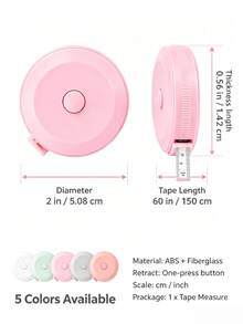 1pc Retractable Tape Measure, Used For Measuring Body Size, Sewing Soft Tape, Suitable For Fabric Cutting, Handmade Weight Loss Measurement, 60 Inch (1.5m) Double-Sided Ruler - A - View 9