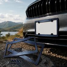 Carbon Fiber License Plate Frame – Sleek, Durable & Universal Fit For Cars, SUVs & Trucks (2 Packs With Mounting Hardware) - A - View 4