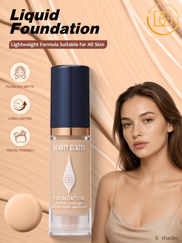 beauty glazed Long-Lasting Waterproof Concealing Moisturizing Matte Foundation, Provides Perfect Flawless Smooth Texture