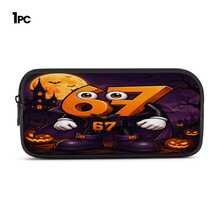 Bộ 3 món balo in 2D chủ đề Halloween, balo dung tích lớn, túi đeo chéo, hộp bút, dây đeo vai rộng thoáng khí tùy chỉnh, túi lưới bên hông đựng chai nước, bộ túi lưu trữ thời trang cho du lịch lễ hội, đi làm hàng ngày và dùng thường ngày - Túi in họa tiết - Xem 11