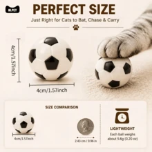 4pcs Cat Soccer Toys - Interactive Rolling Balls, Suitable For Kittens And Adult Cats, Lightweight And Durable, Indoor Entertainment - Black and White - View 2