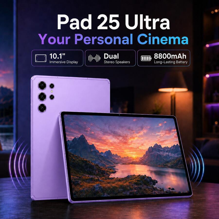 Stereo Speakers Tablet 10.1 Inch WiFi 6 For Movies