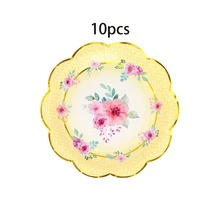 10pcs/60pcs/120pcs 7.28 Inch Floral Paper Plates, 6 Styles Gold Foil Rimmed Party Paper Plates, Pink/Blue/Yellow/White Flower Decor Paper Plates Suitable For Wedding, Bridal Shower, Birthday Tea Party, Paper Plates For Appetizers, Desserts, Snacks, Suitable For Large Gatherings - Multicolor - View 8