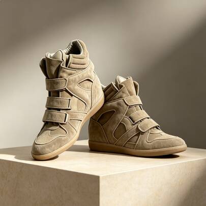 ISAbe"Suede Invisible Wedge High-Top, Layered Structure, Subtle Height-Increasing Exquisite Street Footwear, For High-Quality Women And Men