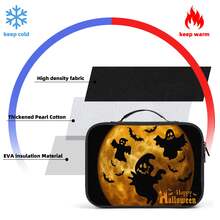 Halloween Series Multi-Style 2D Printed Tote Bag, Multiple Patterns Available, Long-Lasting Cold & Heat Insulation, Dual Zipper Large Capacity Handbag, Portable Tote Bag For Holiday Party, Commute, Picnic - Handbag - View 3