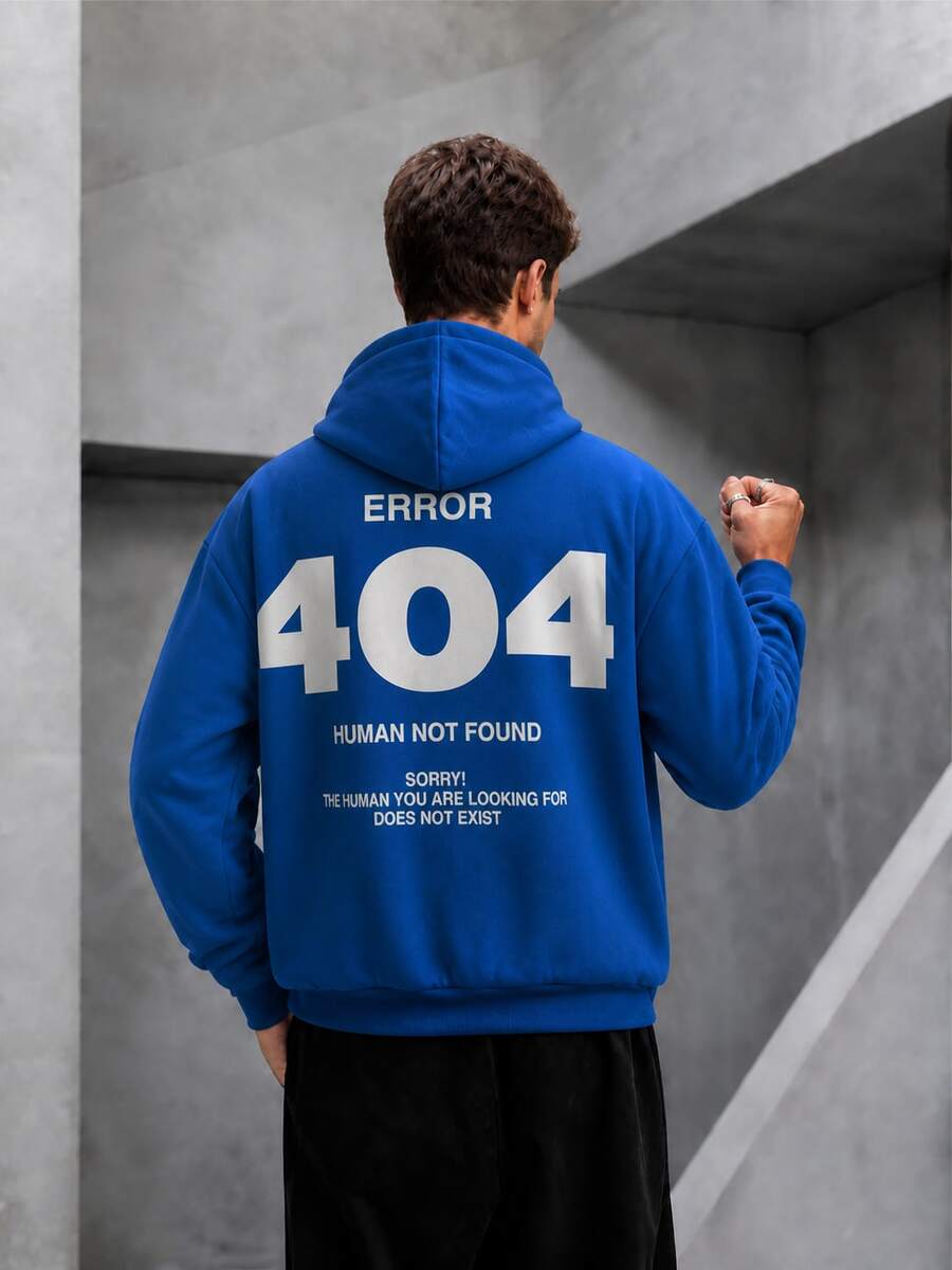 Sudadera con capucha con estampado de elemento numérico, estilo callejero de otoño/invierno para hombre Krometka