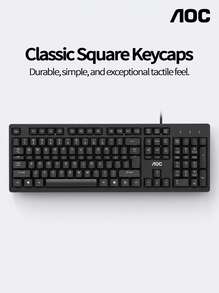 AOC KB161 Wired Keyboard: 104-Key Full-Size Layout | USB Plug And Play | Spill-Resistant Design | Non-Slip Feet For Stable Operation | Ergonomic Comfortable Experience | Compatible With Win7/8/10 - View 5