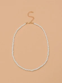 1pc Bohemian Style Beaded Everyday Necklace - White - View 5