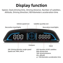 YNF Digital GPS Speedometer, Universal Car HUD 5.5-Inch Large LCD Display, KM/H And MPH Switchable, Built-In Compass And Altimeter, Overspeed Alarm, Fatigue Driving Reminder, Suitable For All Vehicle Odometers - A - View 9