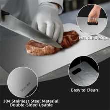 SOKANY Thickened 304 Stainless Steel Cutting Board And Kneading Board, Antibacterial And Mold-Resistant, Easy To Rinse And Clean, Space-Saving Hanging Design, Double-Sided Use, Suitable For Cutting Vegetables, Fruits, Meat And Kneading Dough, Ideal For Kitchen And Catering Use - Other - View 5