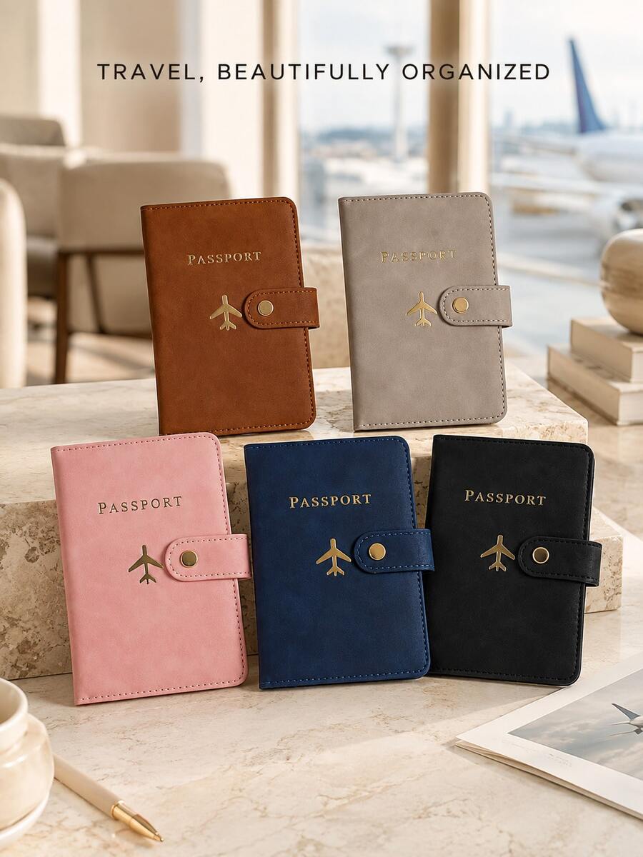 Solid Color Multi-Layer Passport Holder,Suitable For Storing Passport Documents, Bank Cards Storage Card Bags Travel Travel Essential Passport Cover - Multicolor - View 1