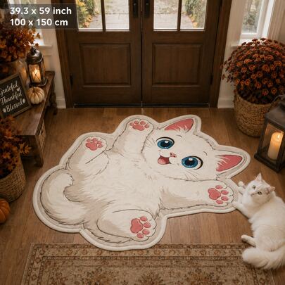 1pc, Cartoon Happy Cat Velvet Decorative Carpet, Mainly Used For Living Room, Dining Room, Study, Bedroom And Other Areas, Living Room Carpet, Dining Room Carpet, Study Carpet, Bedroom Carpet, Front And Back Door Mat, Personalized Home Decor, Fashion Home Decor, This Year's New Style, Hot-Selling Item, Skin-Friendly And Soft Material, Carpet, Rug, Carpet Living Room, Kitchen Mat, Carpet For Bedroom, Bathroom Mat, سجاده, سجاد, Rug Bedroom, Room Decor, سجادة,