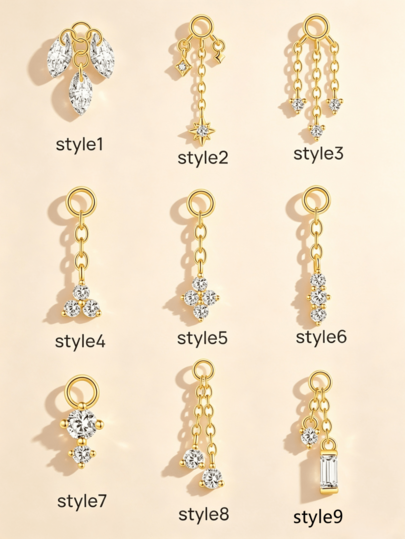 1pc 925 Sterling Silver 18K Gold Plated Earring Connector Chain Convertible Dangle Double Piercing Earrings For Women