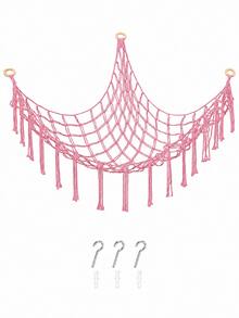 1pc Back To School Large Plush Doll Storage Net/Hammock, 55 Inch Doll Hammock, Macaron Color Plush Corner Hanging Net, Mesh Hammock With Hooks, Bedroom Living Room Plush Storage Rack, Linen Woven Plush Net, Plush Storage Bag, Large Plush Net - Multicolor - View 14