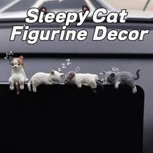 1pc Cute Cat Car Dashboard Ornament, ABS Material, Cartoon Mini Car Accessory Decoration, Suitable For Car And Screen Display - A - View 3