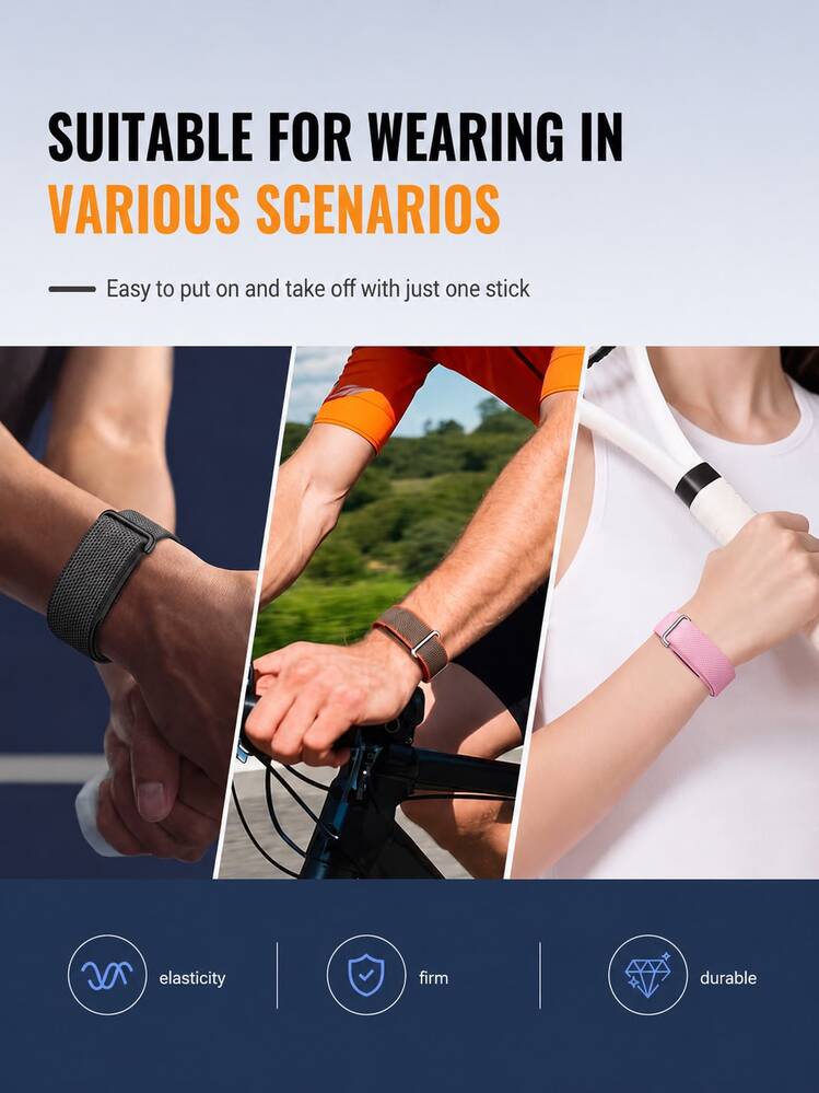 2PCS Compatible With Air Watch Band, Nylon Woven Sports Strap And Silicone Strap, Breathable Lightweight Adjustable Replacement Band For Google Air Soft Comfortable Smart Screenless Watch Accessory, Comfortable For Sports And Daily Wear - Multicolor - View 4