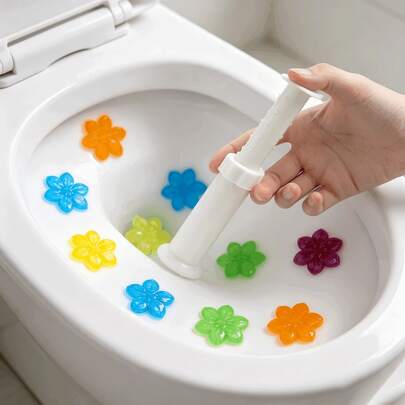 Toilet Cleaning Gel Stamps Multi-Pack, Flower Shape Fragrance Stickers For Bathroom, Long-Lasting Deodorizer, No Mess Easy Application