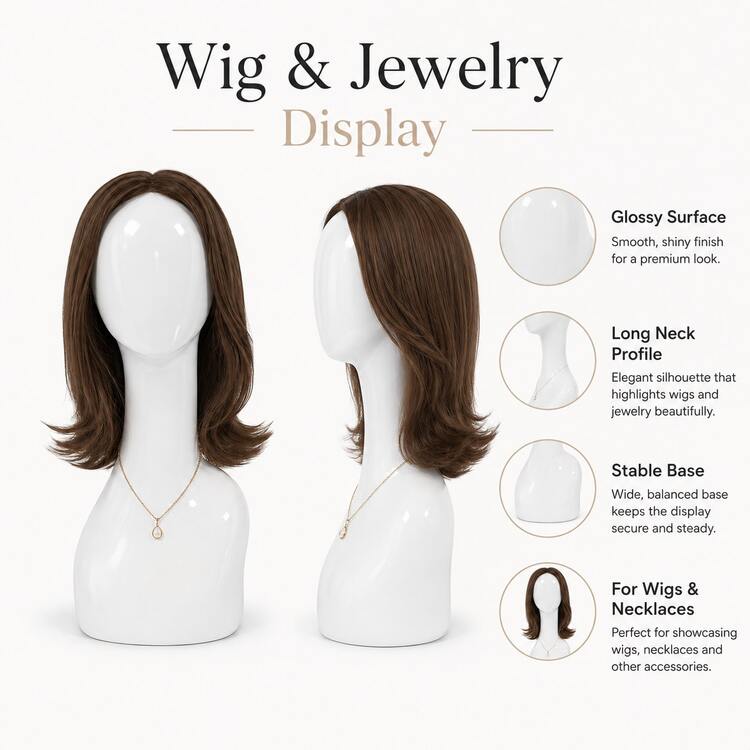 Glossy Head Mannequin Model For Wig Stand Boutique Window Display - 1PC - View 5