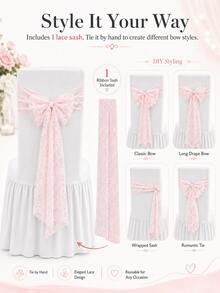 1/4/6pcs Solid Color Milk Silk High Back Long Skirt Chair Covers, Lace Mesh Back Decor For Banquet Wedding, Romantic Modern Elastic All-Season Universal Suitable For Living Room Dining Room Home Chair Decoration - White - View 4