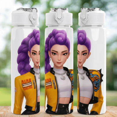KPop Demon Hunters 1pc 5-Color K-POP Girl Group Style Anti-Spill Flip Top Sports Water Bottle, Portable & Fashionable Design, 800ml-27oz Travel Cup With Strap, Straw And Lid, Cute Design, High Quality, Leak-Proof, Shock-Proof, Durable Outdoor Sports Water Cup, Large Capacity Portable Cup, Suitable For Short Trips, Hiking, Picnic, Running, Fitness, Mother's Day, Halloween, Christmas, Thanksgiving, Father's Day, Valentine's Day, Students, Family, Boyfriend/Girlfriend, Birthday, Graduation Gift, Suitable For Men And Women, Also A Great Surprise Gift For Fans.