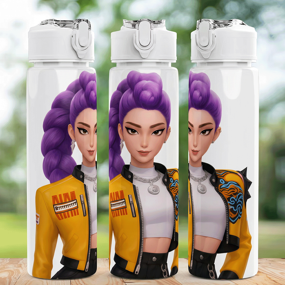 KPop Demon Hunters 5pcs 5-Color K-POP Girl Group Style Anti-Spill Flip Top Sports Water Bottles, Portable & Fashionable Design, 800ml-27oz Travel Cups With Strap, Straw And Lid, Cute Design, High Quality, Leak-Proof, Shock-Resistant, Durable Outdoor Sports Water Cups, Large Capacity Portable Cups, Suitable For Short Trips, Hiking, Picnic, Running, Fitness, Mother's Day, Halloween, Christmas, Thanksgiving, Father's Day, Valentine's Day, Students, Family, Boyfriend/Girlfriend, Birthday, Graduation Gifts, Suitable For Men And Women, Also A Great Surprise Gift For Fans