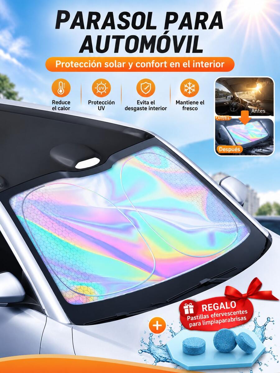 Car Windshield Sun Shade, Summer Heat Insulating Sunshade, Foldable Front Window Sunshade, UV Protection, Interior Cooling, Suitable For Most Vehicles - A - View 1