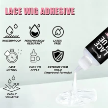 Transparent Lace Wig Glue - Waterproof, Extreme Hold, Invisible, Clear Texture, Quick Dry & Easy Removal - Hair Adhesive For Women Hair System - 38ml - View 5