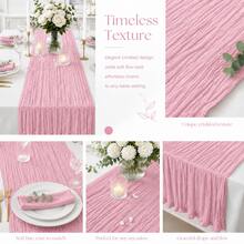 15 Packs Light Pink Cheesecloth Table Runner, Gauze Table Runner 35*120 Inch Sheer Crinkled Boho Rustic Table Runner For Wedding Party, Baby Shower, Birthday, Bridal Shower, Thanksgiving, Friendsgiving, Engagement Party, Home Decor - Light Pink - View 10