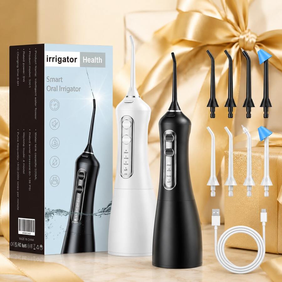 Electric Flosser, USB Rechargeable Style, Toothless Teeth Cleaning, 4 Cleaning Modes, 320ml Large Capacity, 2000mAh Battery Life, Portable Charging Toothbrush, Great Gift Choice For Holidays - Multicolor - View 1