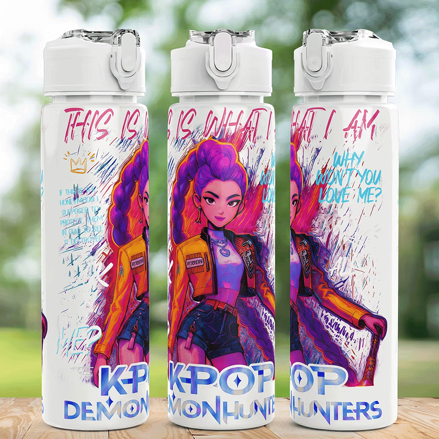 KPop Demon Hunters 5pcs 5 Colors K-POP Girl Group Style Anti-Spill Flip Lid Sports Water Bottle, Portable Fashion Design, 800ml-27oz Travel Cup With Strap, Straw And Lid, Cute Design, High Quality, Leak-Proof, Shock-Proof, Durable Outdoor Sports Water Cup, Large Capacity Portable Cup, Suitable For Short Trips, Hiking, Picnic, Running, Fitness, Mother's Day, Halloween, Christmas, Thanksgiving, Father's Day, Valentine's Day, Students, Family, Boyfriend/Girlfriend, Birthday, Graduation Gift, Suitable For Men And Women, Also A Great Surprise Gift For Fans.