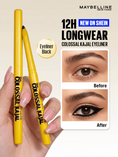 Maybelline قلم كحل أسود، 0.12 أونصة/0.35 جرام، ناعم، طويل الأمد، مقاوم للماء، جريء، مكياج، مكياج الصيف، Y2K