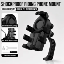 1 buah Dudukan Ponsel Motor Hitam, Dudukan Ponsel Anti Guncangan dan Peredam Guncangan, Braket Stang yang Dapat Diatur 360°, Pegangan Aman untuk Berkendara dan Navigasi Motor, Kompatibel dengan iPhone, Android, dan Semua Smartphone - Hitam - View 14