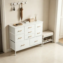 Bedroom Dresser With 9 Soft-Close Drawers, Versatile Storage Cabinet, Ideal As A TV Stand, 110 X 35 X 81 Cm - White - View 7