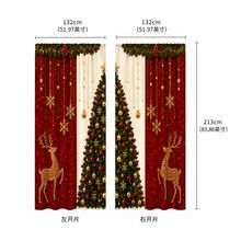 2pcs Christmas Cartoon Print Pattern Curtains, Vintage Cartoon Fairy Tale Polyester Fiber Digital Print Decorative Semi-Blackout Rod Pocket Curtains Suitable For Christmas Living Room Bedroom Autumn Winter Home Use - Multi-color-061201 - View 5