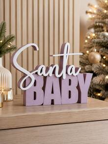 1pc Christmas Baby 3D Letter Desktop Ornament, Dual-Color Cursive Art Letter Desktop Decoration, Cute Holiday Tabletop Decor, Suitable For Christmas Party, Fireplace Mantel, Side Table Home Decor, Room Decor, Autumn Home Decor, Office Decor, Gift - Multiple Styles - View 4