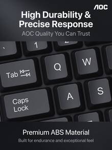 AOC KB161 Wired Keyboard: 104-Key Full-Size Layout | USB Plug And Play | Spill-Resistant Design | Non-Slip Feet For Stable Operation | Ergonomic Comfortable Experience | Compatible With Win7/8/10 - View 4