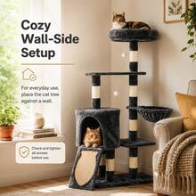 Luxury 5-Tier Cat Tree With Hammock & Condo Tall Plush Activity Centre With Sisal Scratching Posts Stable Base For Indoor Cats - Black - View 5