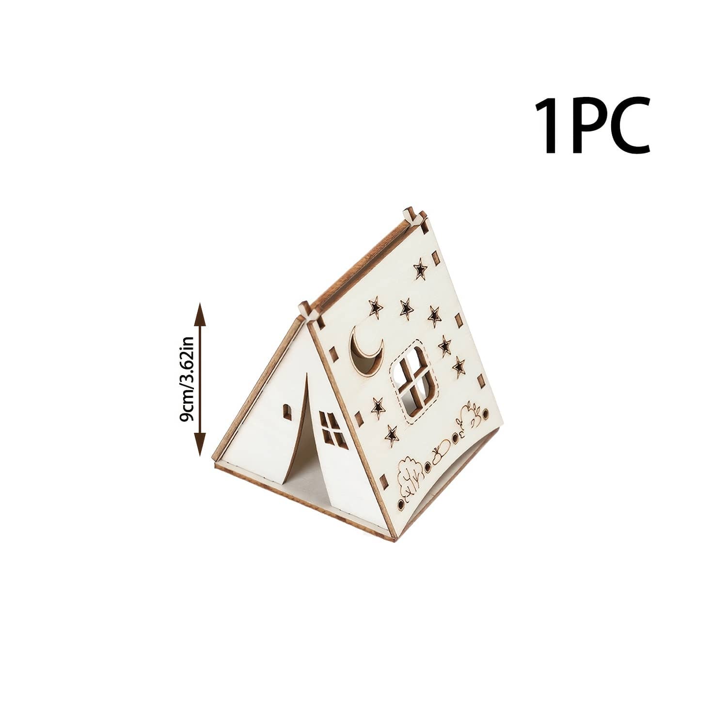 Miniature Wooden House Tent Outdoor Scene Prop, Suitable For Painting And Graffiti Accessories, Miniature Scene Decoration - Bonfire Style - A - View 1