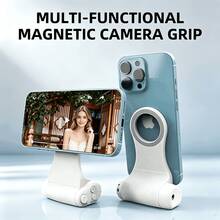 UEGOGO Smartphone Camera Stand With LED Fill Light, Suitable For Live Streaming And Video Recording, Detachable Magnetic Wireless Remote Control, 360° Rotating Design, Automatic Lighting, Convenient For Selfies - White - View 2