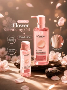 L'Oréal Paris Floral Extract Gentle Cleansing Oil 50ml/250ml, Multiple Sizes Available, Quickly Dissolves Makeup, Deep Cleanses Face, Eyes And Lips, Single Bottle And Multi-Bottle Sets, Suitable For Daily Skincare - Floral Cleansing Oil - View 10