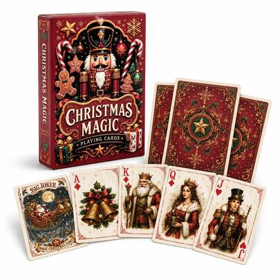 Christmas Theme Playing Cards Set, Vintage Nutcracker Pattern, Christmas Magic Holiday Party Tabletop Game Cards, Holiday Gift Exchange Party Entertainment Desktop Game