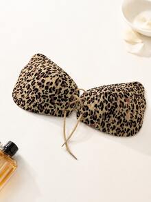 YIYANG 2/1pc Women's Leopard Print Invisible Adhesive Bra, Strapless Backless Breast Pads, Adjustable Tie-Up Push-Up Bra, Seamless Fit, Suitable For Evening Dresses With Low Neckline And Open Back - Multicolor - View 6